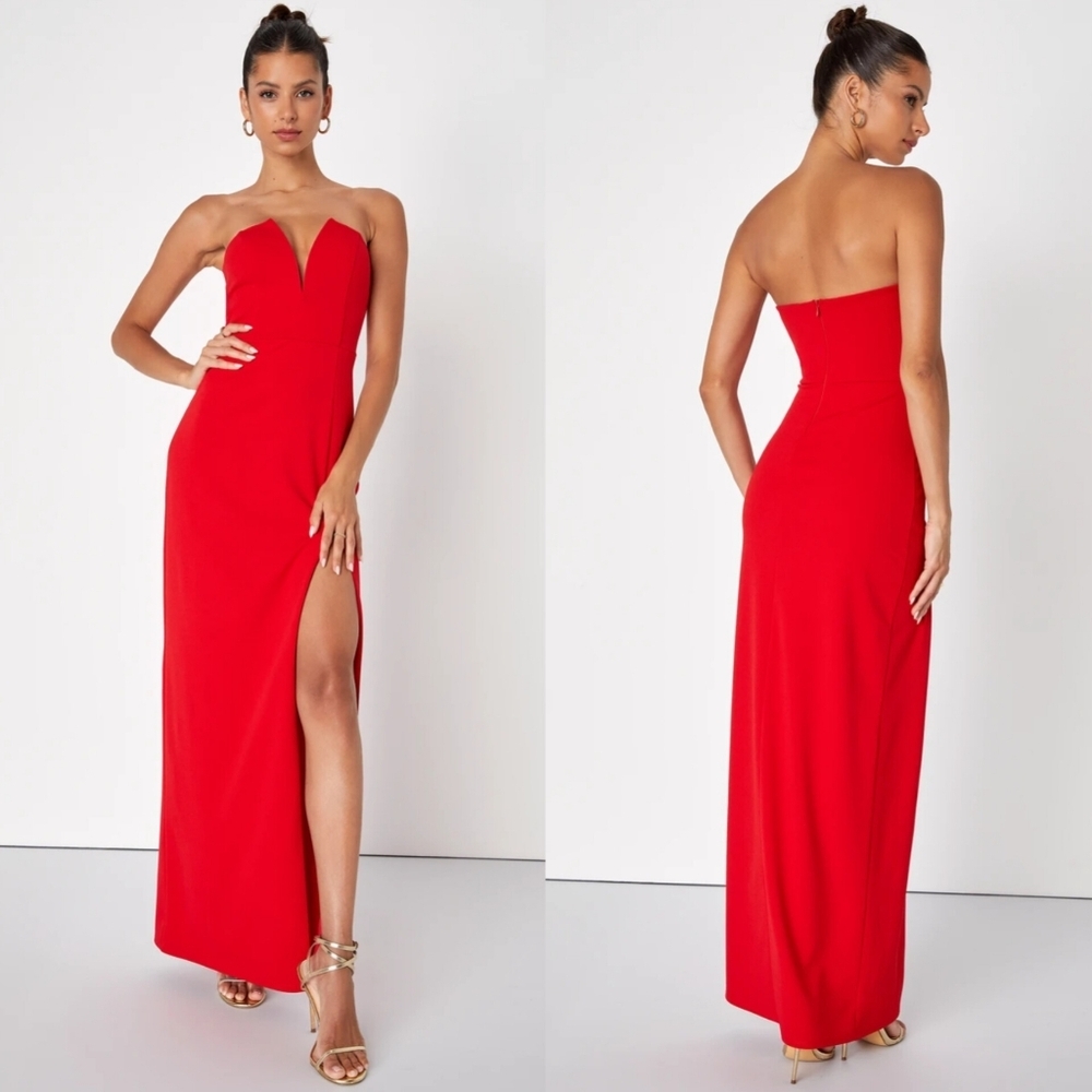 Lulus Dedicated to Glamour Red Strapless Maxi Dress XXL Wedding Party Prom